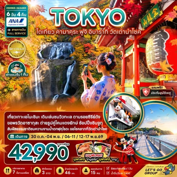 ทัวร์ญี่ปุ่น โตเกียว คามาคุระ ฟูจิ วัดเต่านำโชค 6 วัน 4 คืน (อิสระ 1 วัน)