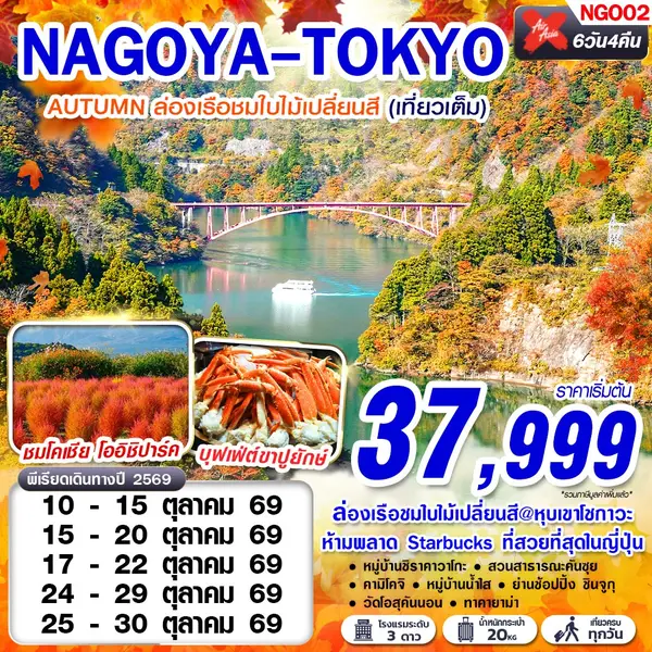 ทัวร์ญี่ปุ่น ล่องเรือโชกาวะ คามิโคจิ ทุ่งโคเชีย 6 วัน 4 คืน