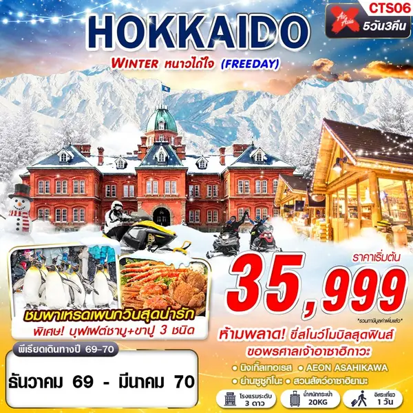 ทัวร์ญี่ปุ่น ฮอกไกโด นิงเกิ้ลเทอเรส สโนว์โมบิล 5 วัน 3 คืน